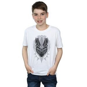 Black Panther Boys Head Cotton T-Shirt / White